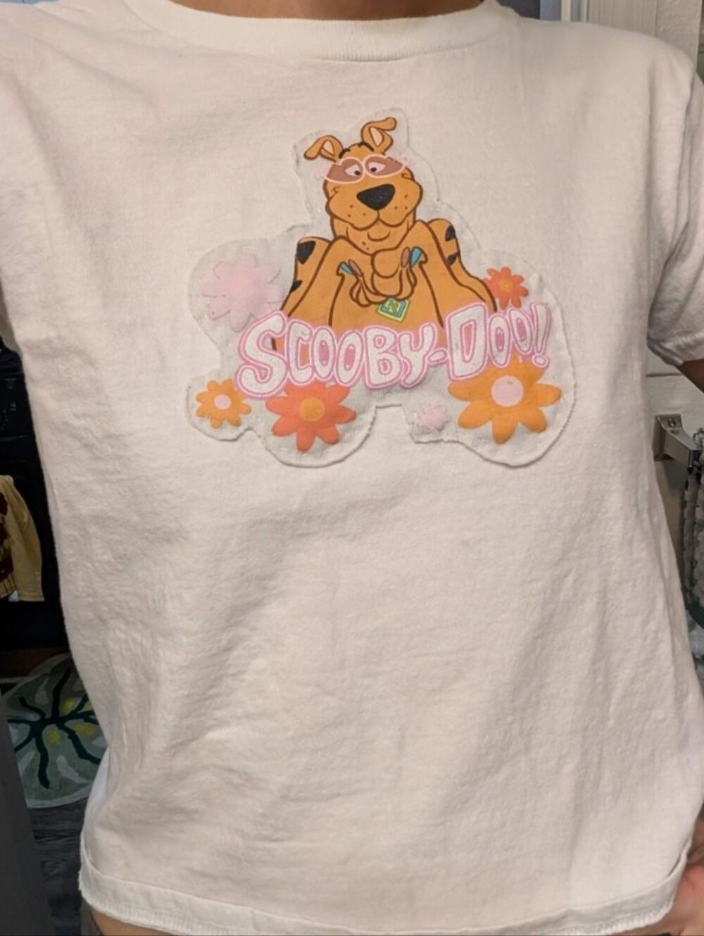 Scooby-Doo 70s Inspired White Floral Graphic Tee